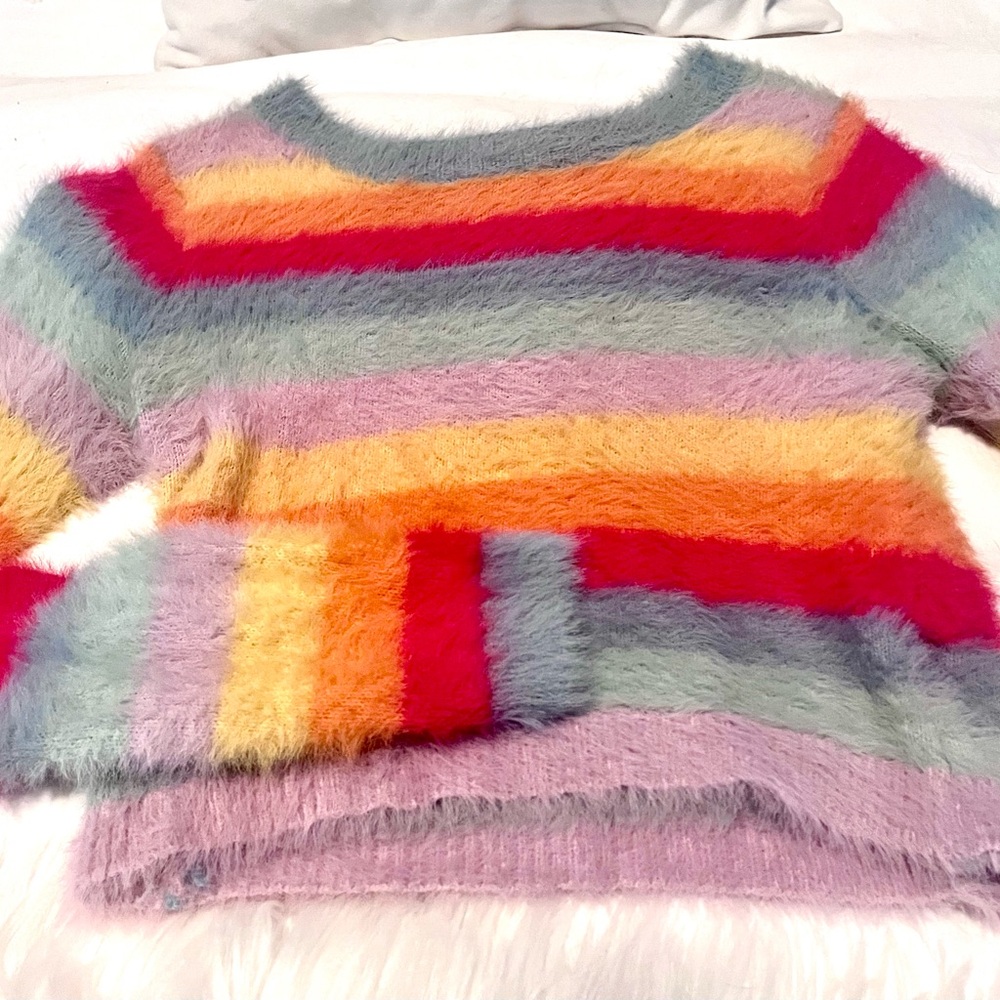 Blue Blush Multicolor Fuzzy Sweater